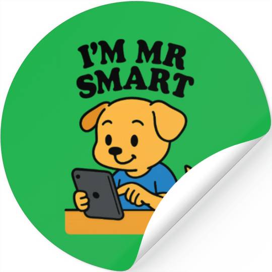 Digital Puppy Exploring on Tablet Stickers