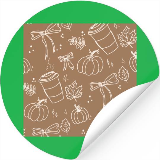 Autumn Cozy Pumpkin & Coffee Pattern Stickers
