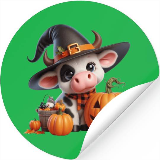 Cute Halloween Cow Stickers