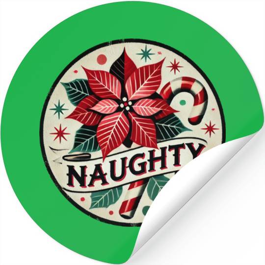 Festive Poinsettia Naughty Holiday Design Stickers