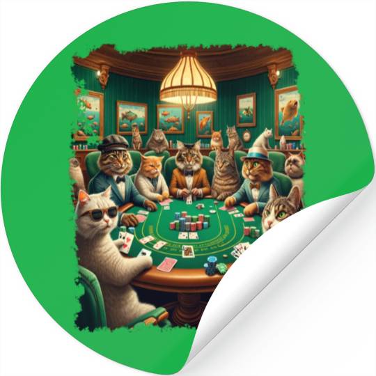 Playing Card Gambling Cat Playing Poker Cards Stickers