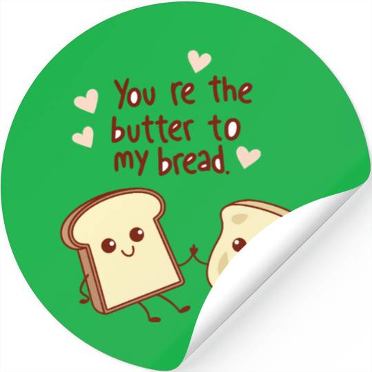 Cute Bread and Butter Kawaii Valentine Design Stickers