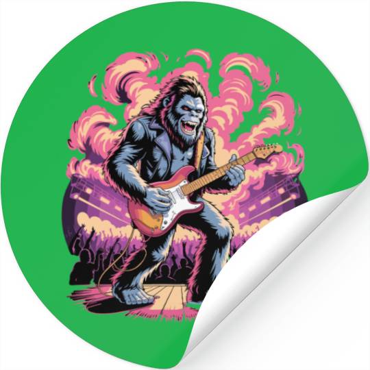 Rocking Sasquatch Guitar Legend at Concert Stage Stickers