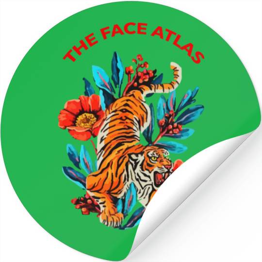 Vibrant Tiger and Floral Tattoo Style Stickers