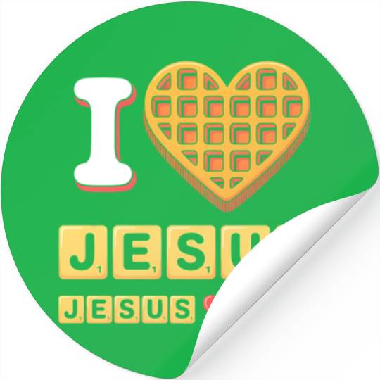 I Love Jesus Christian Breakfast Waffle Heart Stickers