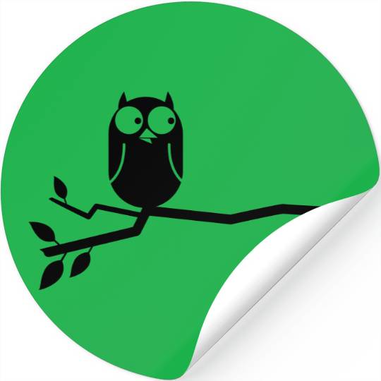 simple owl on a branch cute! Stickers