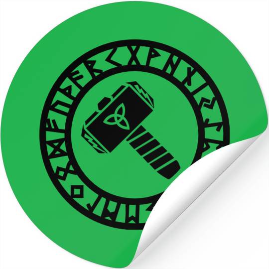 Thors Hammer, Runes, Triquetra, Mjolnir, Pagan Stickers