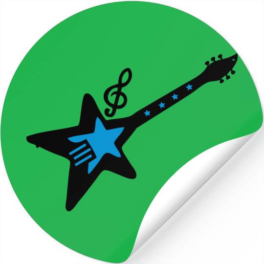 Rock guitar with music note Stickers