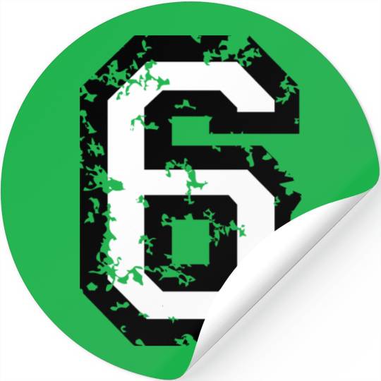 Number 6 (Distressed White) Stickers