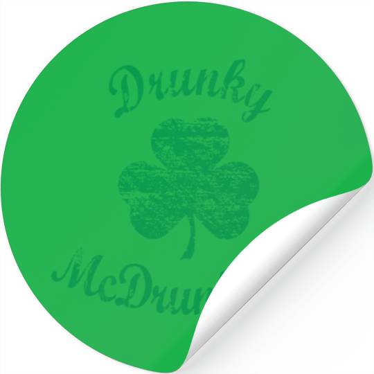 Distressed Drunky McDrunkerton Shamrock Stickers
