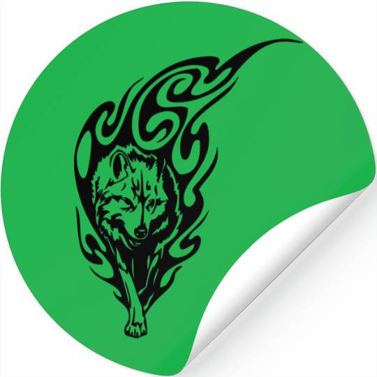 wolf flames tribal Stickers