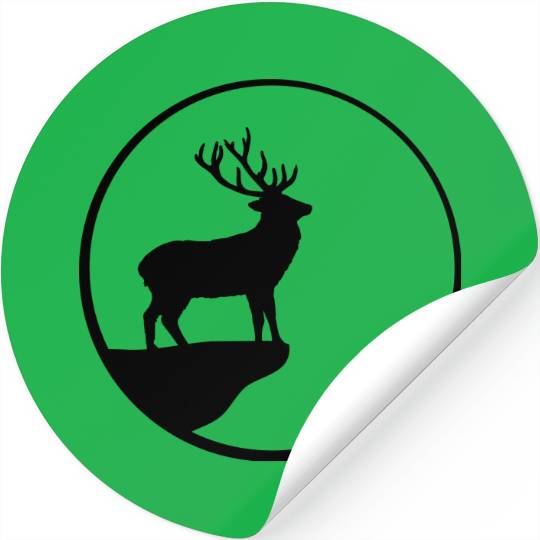 Black deer cliff moon sun rock night weir wolf cir Stickers