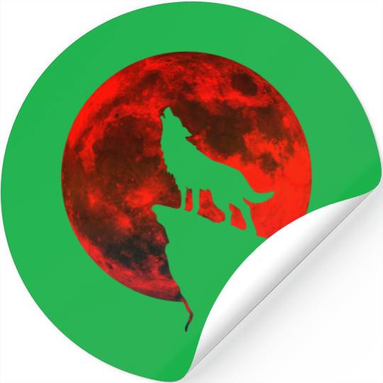 Howling wolf full blood moon space galaxy gift dog Stickers