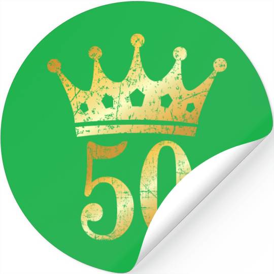 50th Birthday & Anniversary Crown (Golden-Yellow) Stickers