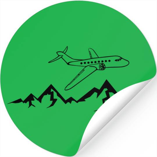 mountains alps line airplane plane fly pilot holid Stickers
