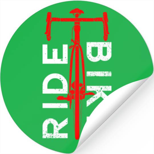 ride bike typography and red road bike grunge Stickers