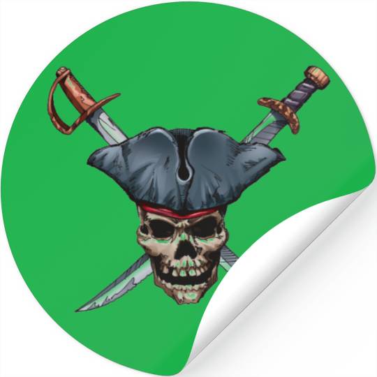 Skulle and Cross Swords with Pirate Hat Disney Stickers