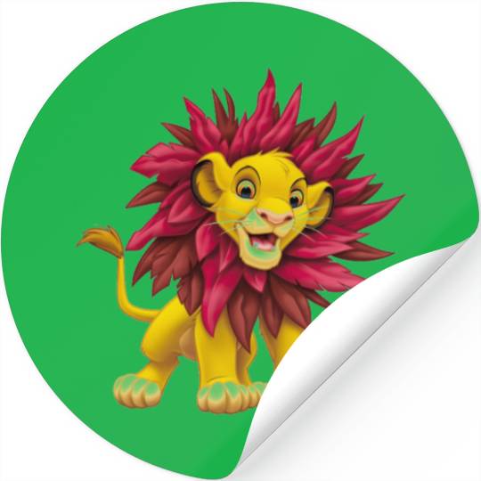 Discover Lion King Simba cub mane of pink red leaves Disney Stickers