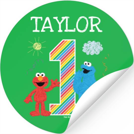 Sesame Street Pals Chalkboard Rainbow 1st Birthday Stickers
