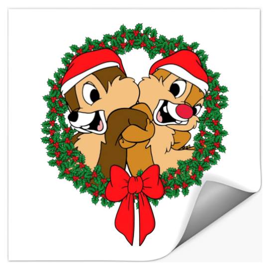 Disney Chip and Dale Christmas Wreath Stickers, Disney Chip