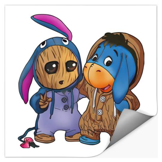 Disney Eeyore and Baby Groot Cute Friends Stickers, Eeyore Unisex