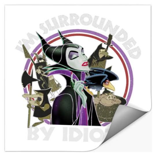 Retro Disney Sleeping Beauty Villains Maleficent Surrounded By Idiots Stickers, Magic Kingdom Stickers