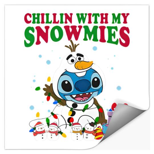 Disney Christmas Stitch Olaf Costume Stickers, Chillin With My Snowmies Stickers