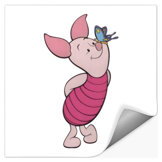 Disney Piglet Portrait Stickers, Cute Piglet with Butterfly Stickers, Winnie The Pooh Stickers, Disneyland Family Matching Stickers