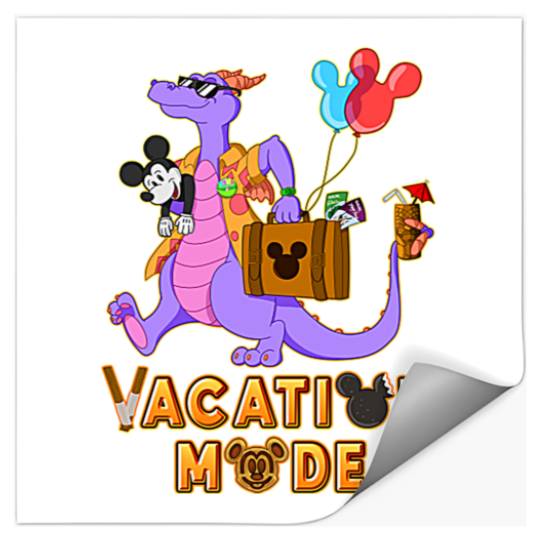 Disney Funny Figment & Mickey Mouse Stickers, Disneyland Stickers