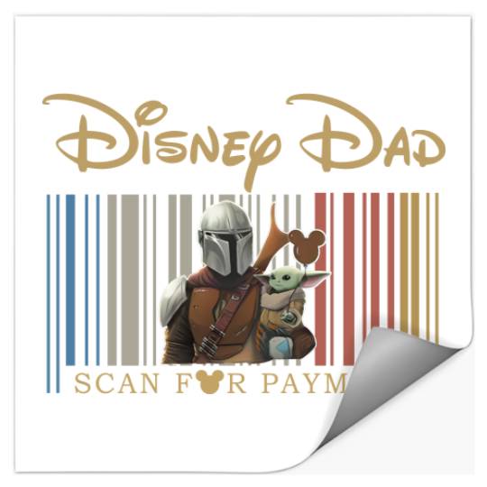 Disney Dadalorian Dad Scan For Payment, Funny Disney Dad Stickers