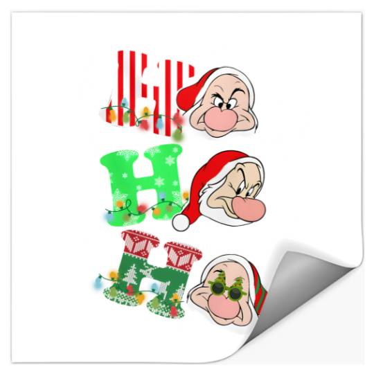 Ho Ho Ho Grumpy Dwarf Christmas Light Stickers, Snow White and Seven Dwarfs Disneyland Stickers