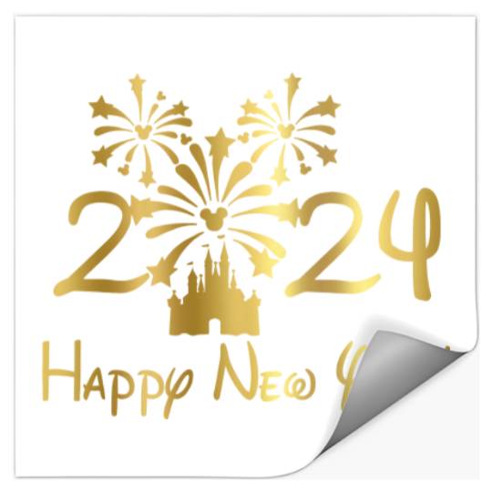 Disney 2024 New Year's Eve Fireworks Gold Foil Stickers, Disney New Years Stickers