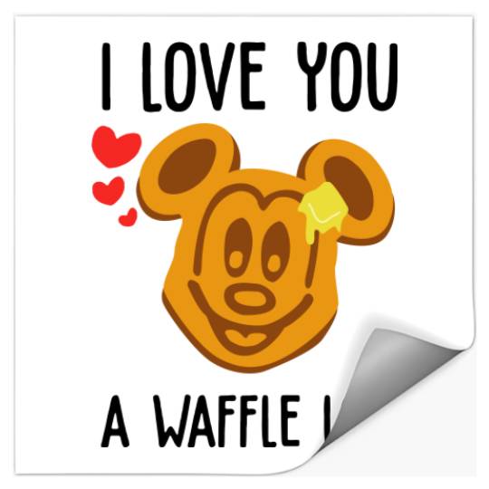 I Love You a Waffle Lot Mickey Waffle Disney Stickers, Disney Food Stickers