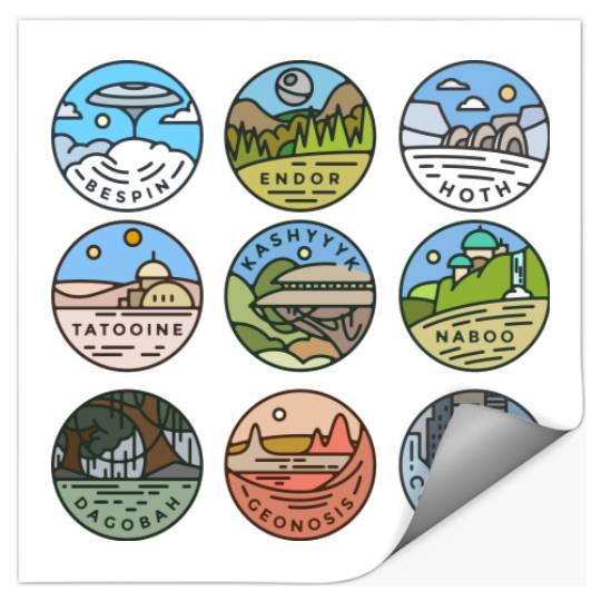 Disney Star Wars Stickers, Star Wars Planets Simple Stickers