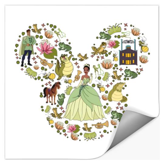 Disney Princess Stickers, Tiana Stickers, Princess Mickey Head, Disneyland Trip Stickers