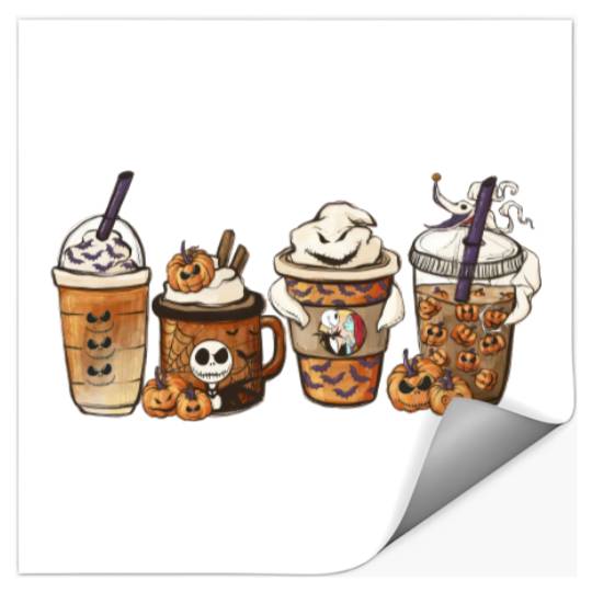 Disney The Nightmare Before Christmas Coffee Cup Stickers, Jack Skellington Sally Pumpkin Latte Coffee