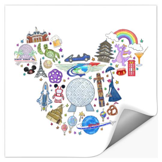 Disney Epcot Stickers, World Traveler Stickers, Disney Family Matching Stickers