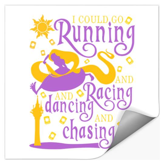 I Could Go Running and Racing Stickers, Rapunzel Tangled Stickers, runDisney Princess Stickers,