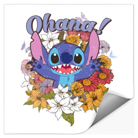 Lovely Ohana Stitch Floral RingShirt, Stitch Floral Stickers, Disney Stitch Flower Stickers, Cute Stitch Disney Stickers,   Gift Ideas