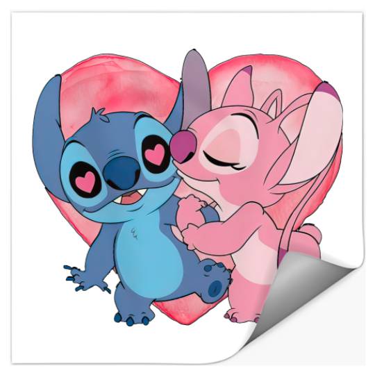 Disney Stitch And Angel Valentine's Day Stickers, Lilo and Stitch Valentine Couple Stickers