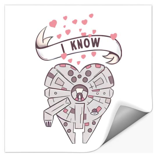 Star Wars Millennium Falcon I Know Valentine's Day Stickers, Disney Couple Stickers
