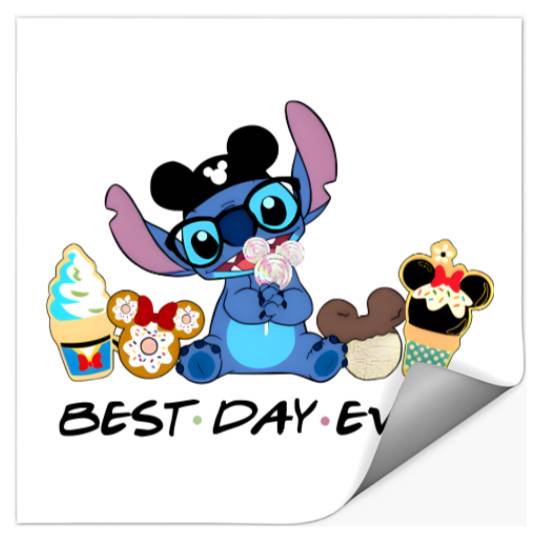 Disney Stitch Best Day Ever, Disney Snacks Stickers, Stitch Snacks Stickers