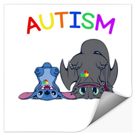 Autism Awareness Stickers | Stitch and Toothless Autism Stickers | Disney Autism Stickers