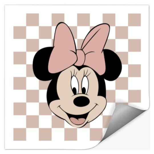 Minnie Checkered Stickers, Vintage Minnie Mouse Stickers, Disney Girl Trip Stickers