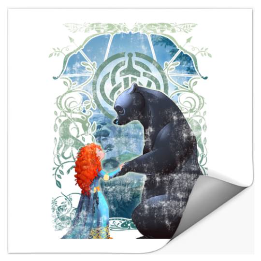 Disney Pixar Brave Merida And Bear Profile Portrait Stickers, Magic Kingdom Holiday Unisex Stickers