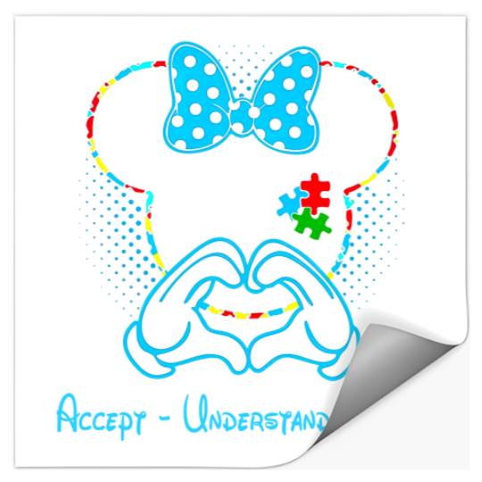 Accept Understand Love Autism Minnie Mouse Stickers, Disney Autism Mom Stickers