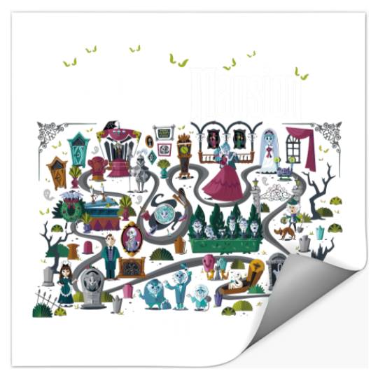 Retro The Haunted Mansion Map Stickers, Vintage Disney Halloween Stickers