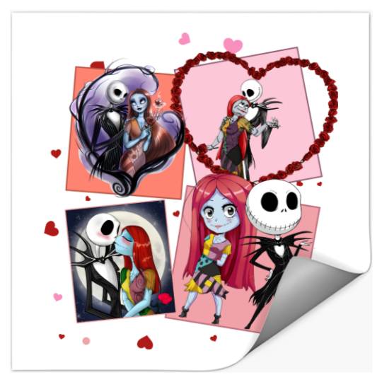 Jack and Sally Happy Valentine's Day Stickers, Disney Valentines Stickers