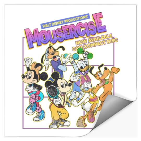 Vintage Disney Mousercise 90's Promotional Stickers, Disney Stickers