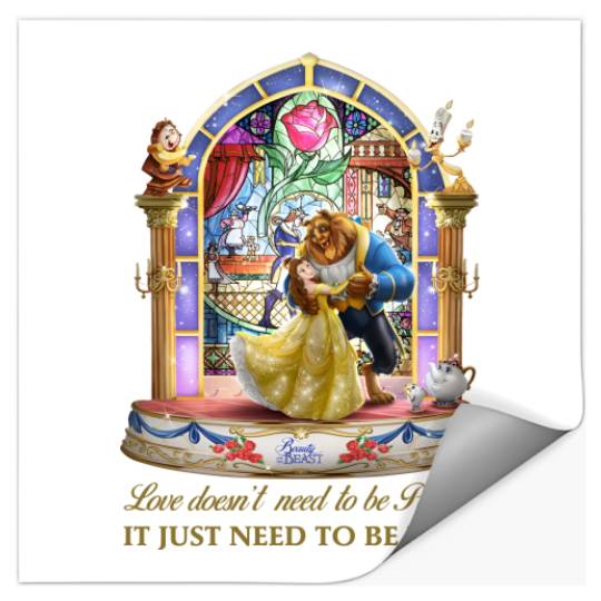 Disney Beauty and The Beast Stained Glass Rose Stickers, Belle Princess Stickers